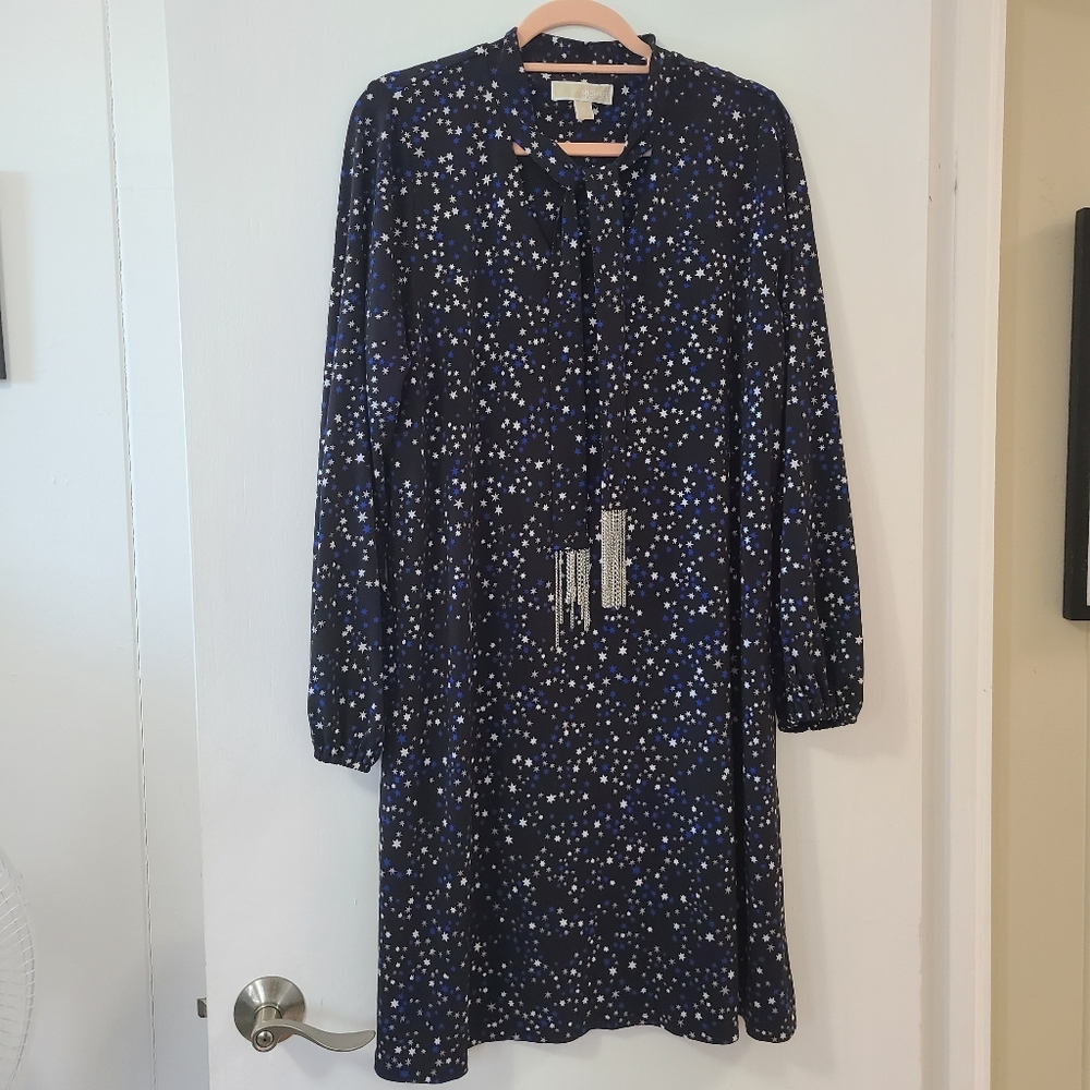 Michael Kors star print blue silver black dress 1X